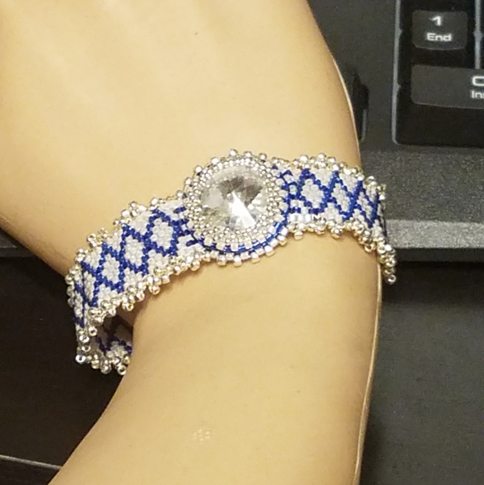 Handmade bead and crystal bracelet
